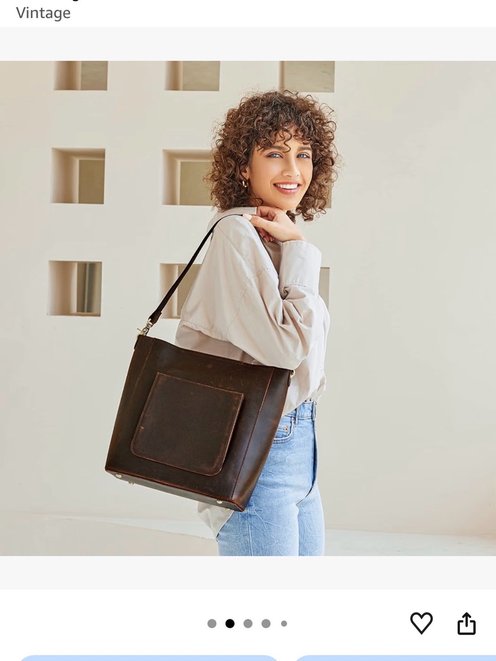 Classic Brown Leather Tote with Front Pocket